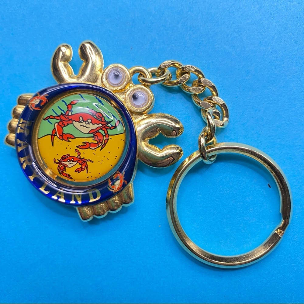 Google Eyes Maryland Swivel Crab Key Chain With Ring Gold Tone